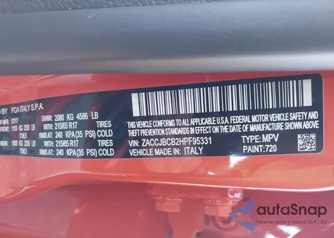 2017 Jeep Renegade Trailhawk 4X4 from USA, damaged, VIN ZACCJBCB2HPF95331